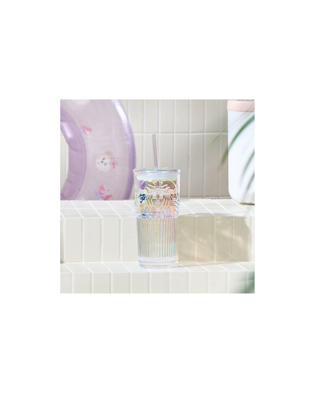 CHNB SB Glass Tumbler with Straw - Rainbow 550ml