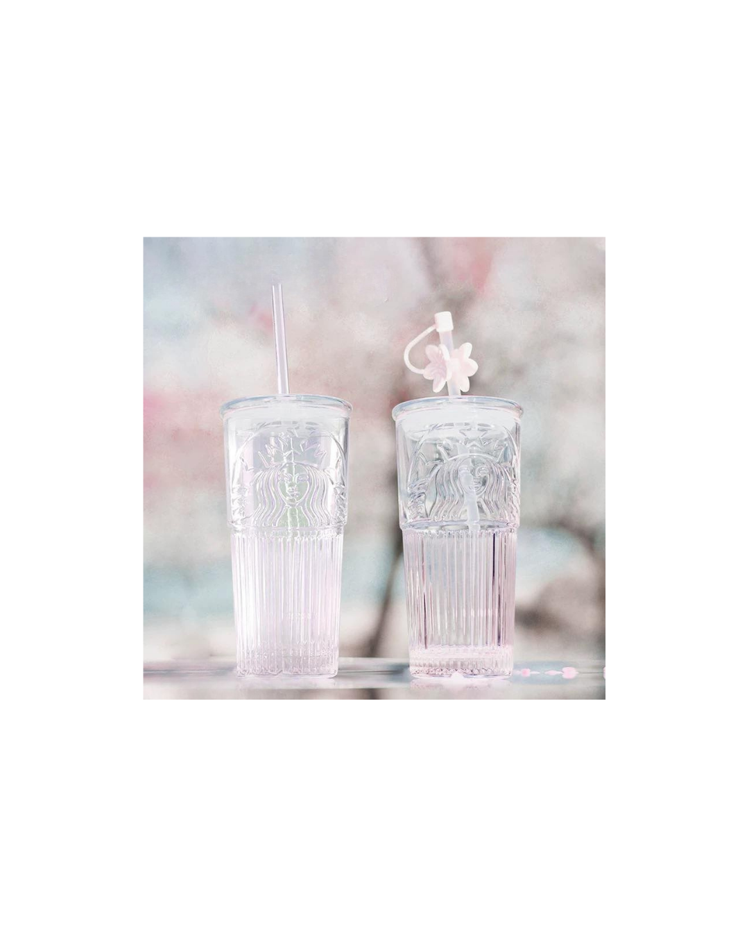 CHNB SB Glass Tumbler with Straw - Sakura 550ml