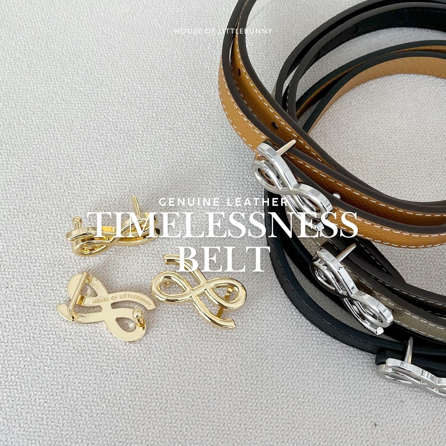 HOLB - B001/95 (G) Luxury Belt Silver HW - Khaki/Brown