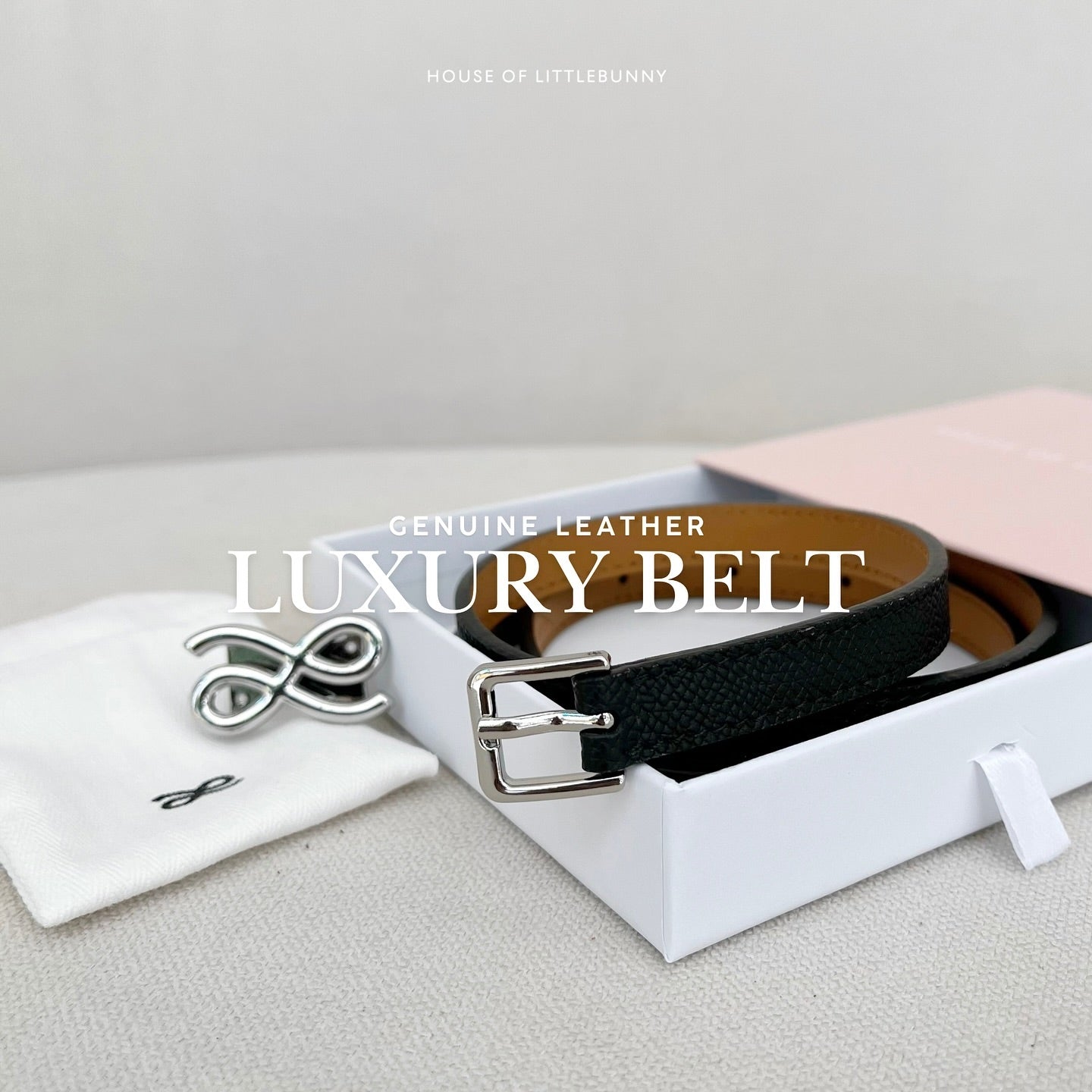 HOLB - B001/95 (G) Luxury Belt Silver HW - Khaki/Brown