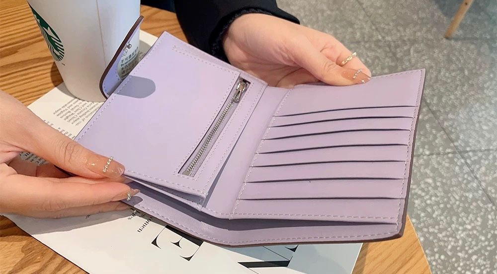 CHNB Saffiano Passport Holder - Khaki & Purple