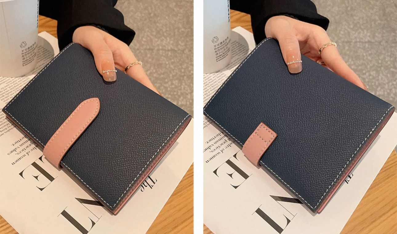 CHNB Saffiano Passport Holder - Blue & Pink
