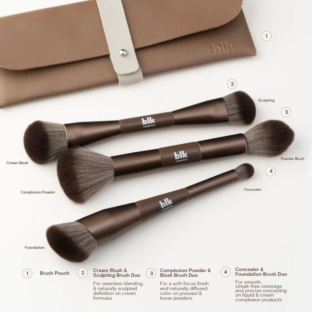 BLK Cosmetics Travels Pouch & Brush Set