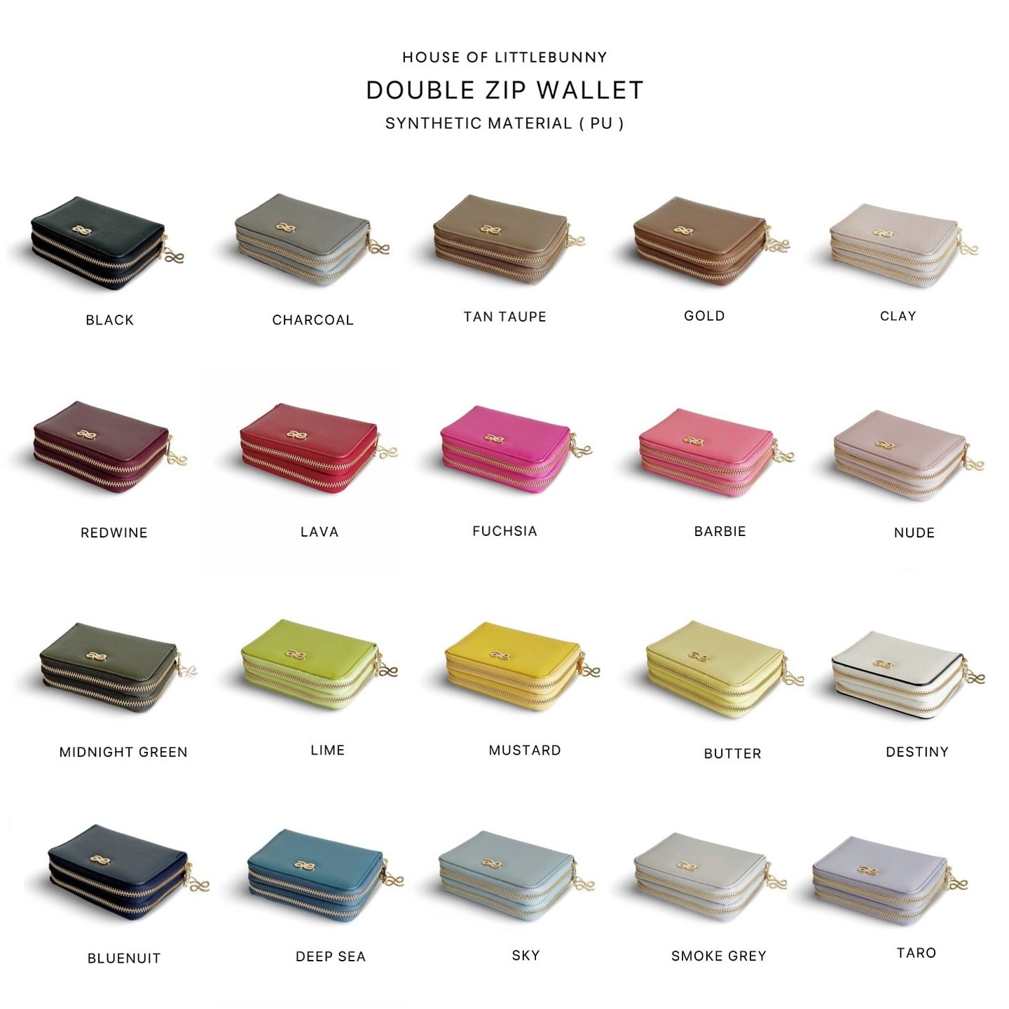 HOLB - Double Zip Wallet PU Butter