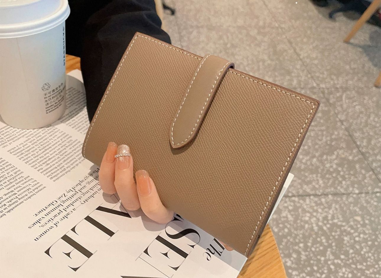 CHNB Saffiano Passport Holder - Khaki