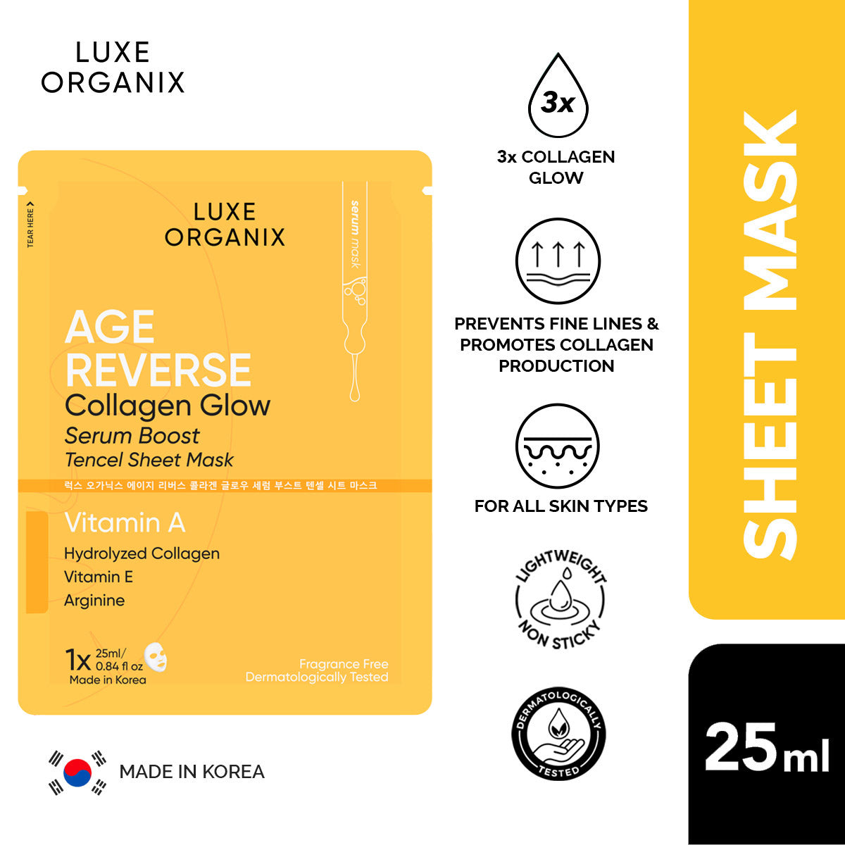 Luxe Organix Age Reverse Serum Boost Sheet Mask 25ml
