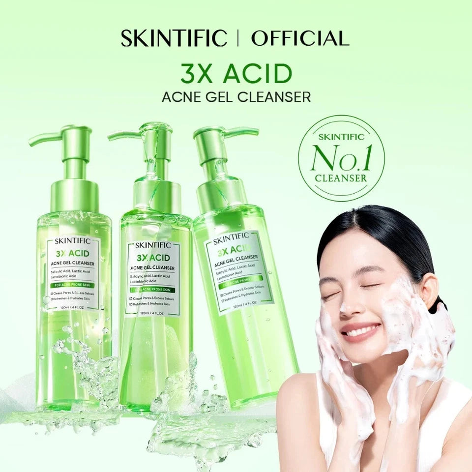 Skintific 3X Acid Acne Gel Cleanser 120ml
