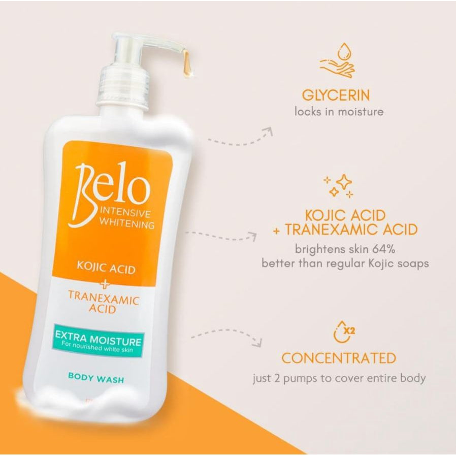 Belo Essentials Intensive Whitening Kojic Acid + Tranexamic Acid Extra Moisture Body Wash 475ml