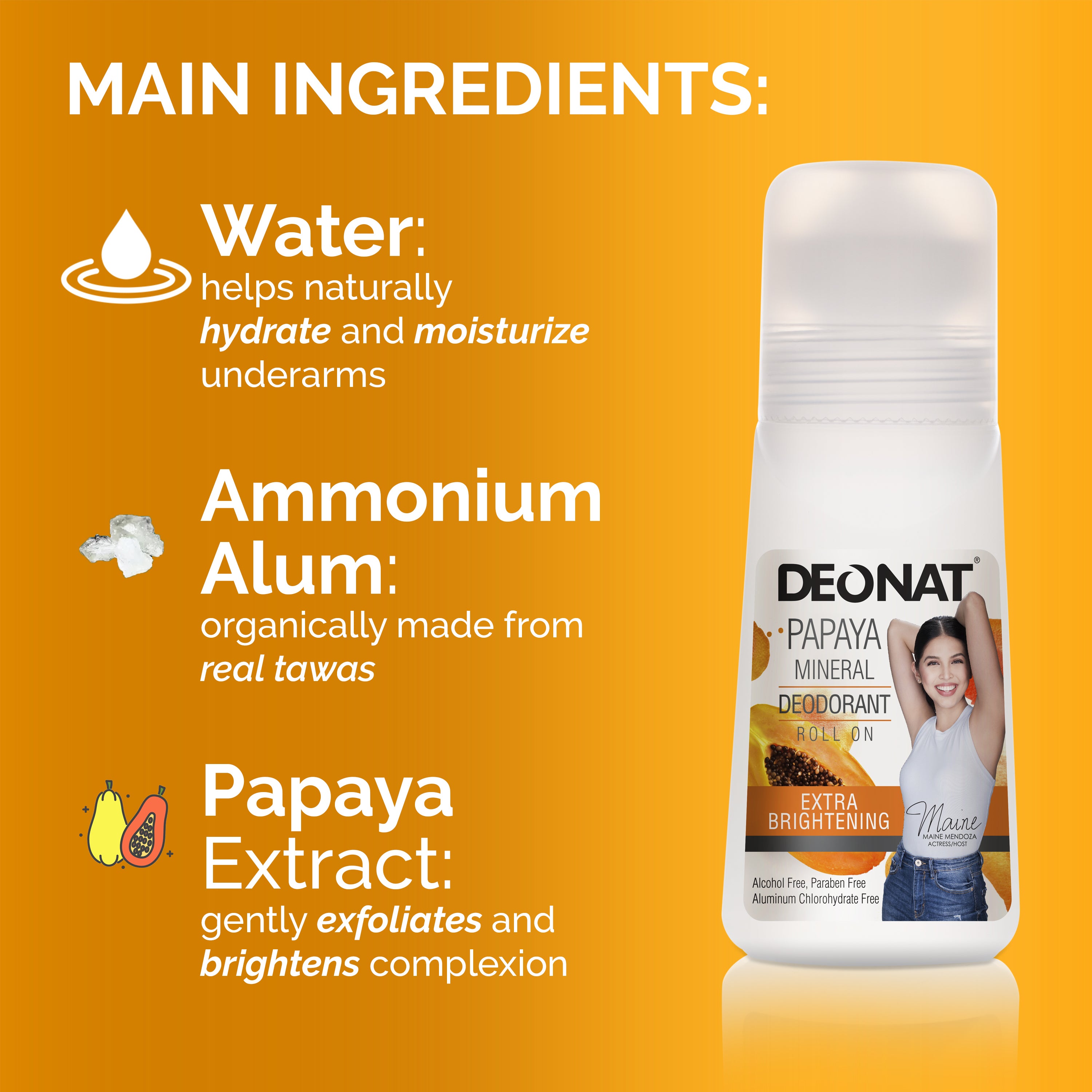 Deonat Mineral Deodorant Roll-On (Papaya) 65ml