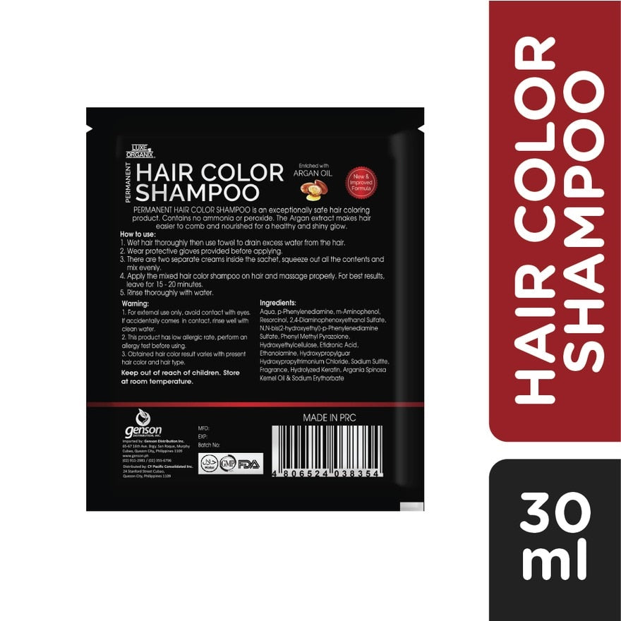 Luxe Organix Hair Color Shampoo Black 30ml