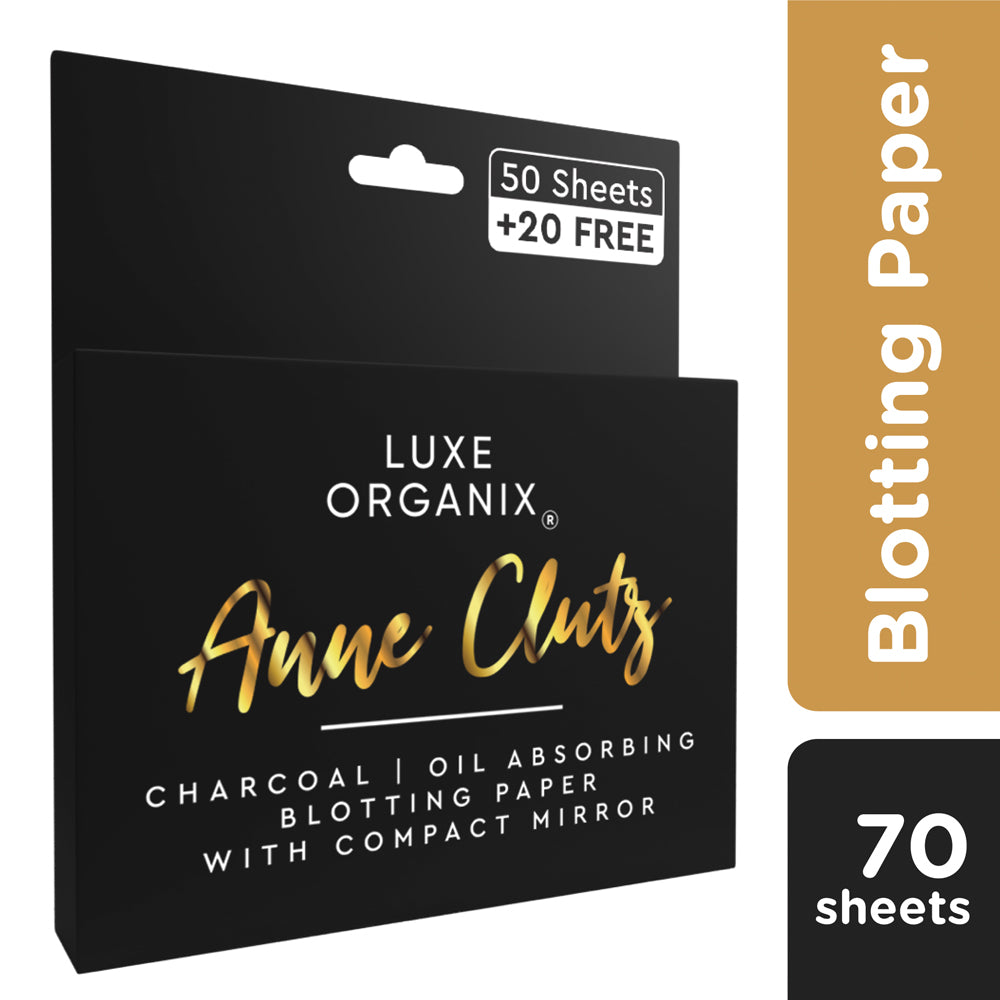 Luxe Organix x Anne Clutz Charcoal Blotting Paper with Compact Mirror 70 sheets