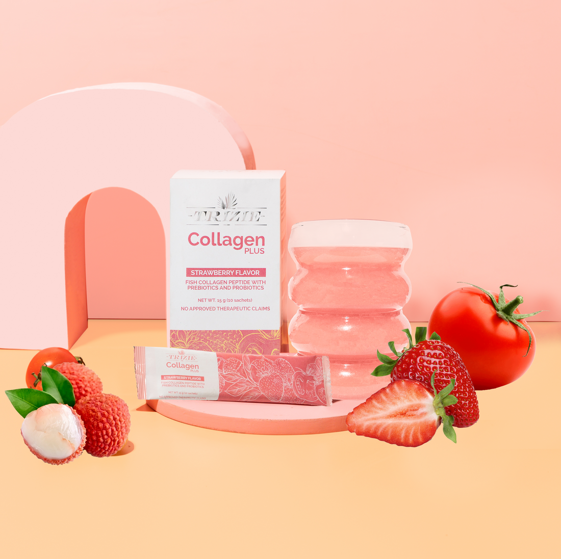 TRIZIE Collagen Plus Strawberry Flavor 75g (5 sachets) STARTER Pack