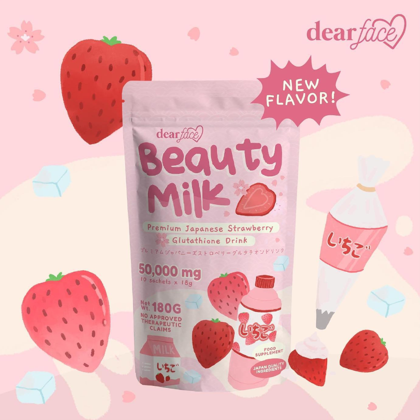 Dear Face Beauty Milk Collagen Powder - Strawberry