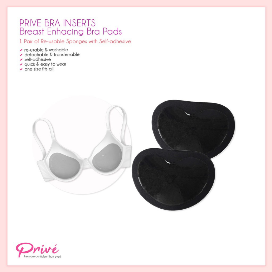 Privé Bra Inserts Breast Push-Up Pads (Black)