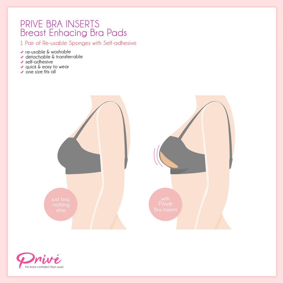 Privé Bra Inserts Breast Push-Up Pads (Black)