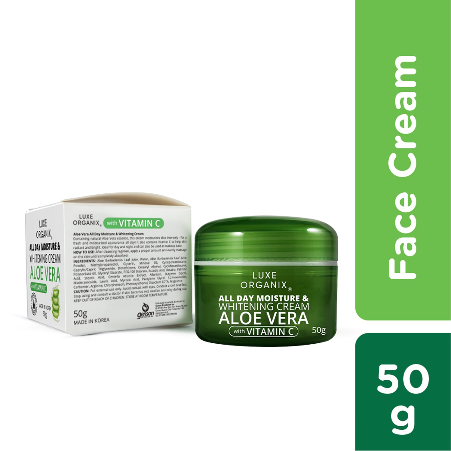 Luxe Organix Aloe Vera All Day Moisture and Whitening Cream with Vitamin C 50g