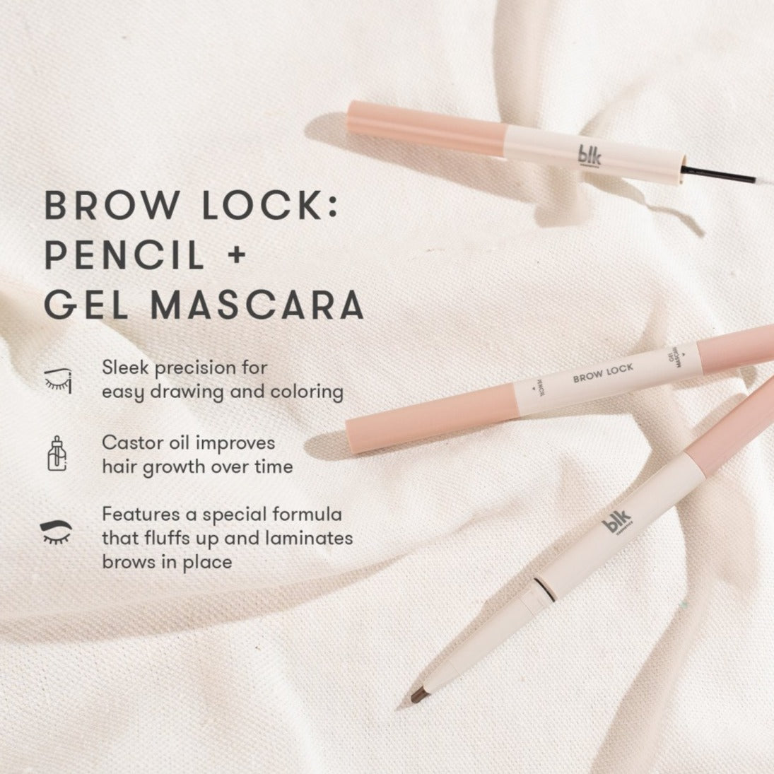 blk Cosmetics Daydream Brow Lock - Pencil + Gel Mascara (Natural Brown)