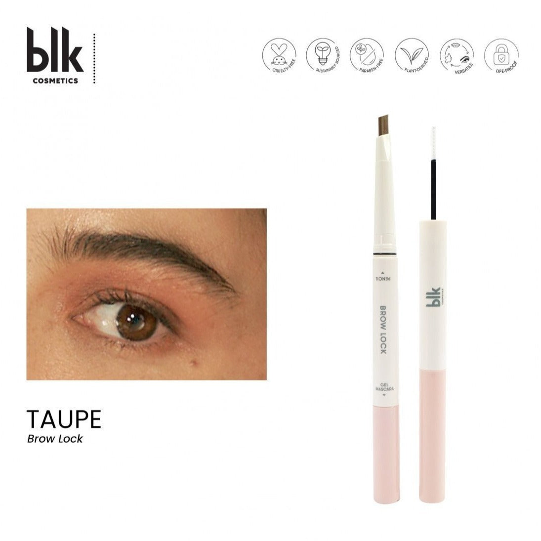 blk Cosmetics Daydream Brow Lock - Pencil + Gel Mascara (Taupe)