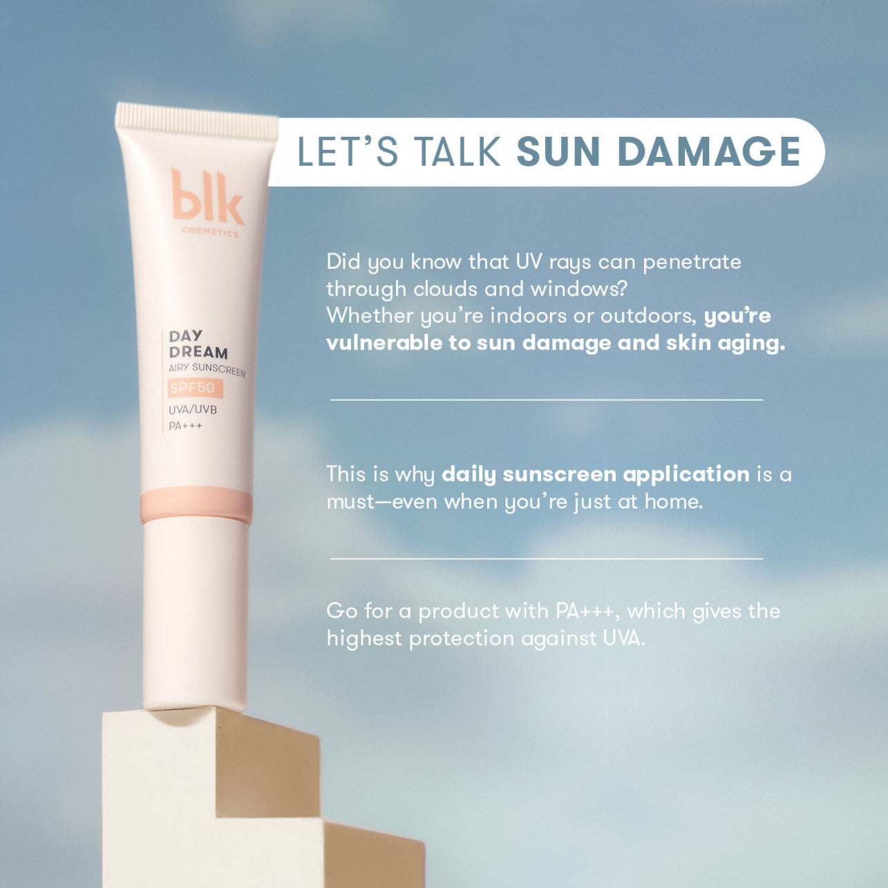 blk Cosmetics Daydream Airy Sunscreen SPF50 (Sheer)