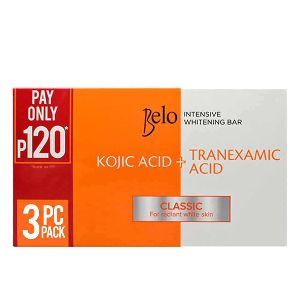 Belo Essentials Intensive Whitening Bar Kojic Acid + Tranexamic Acid Classic 65g 3pc Pack