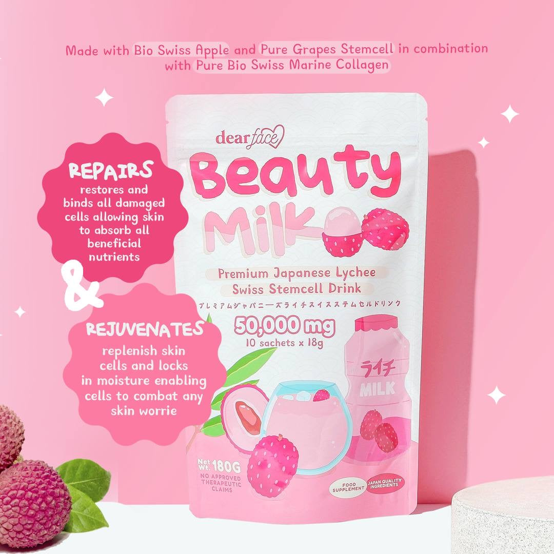 Dear Face Beauty Milk Premium Japanese Lychee Swiss Stemcell Drink (Exp: Aug 2024)